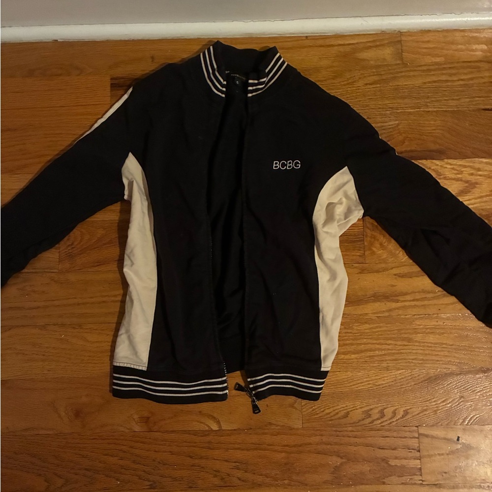 BCBG Black and Cream Zip-Up Jacket
